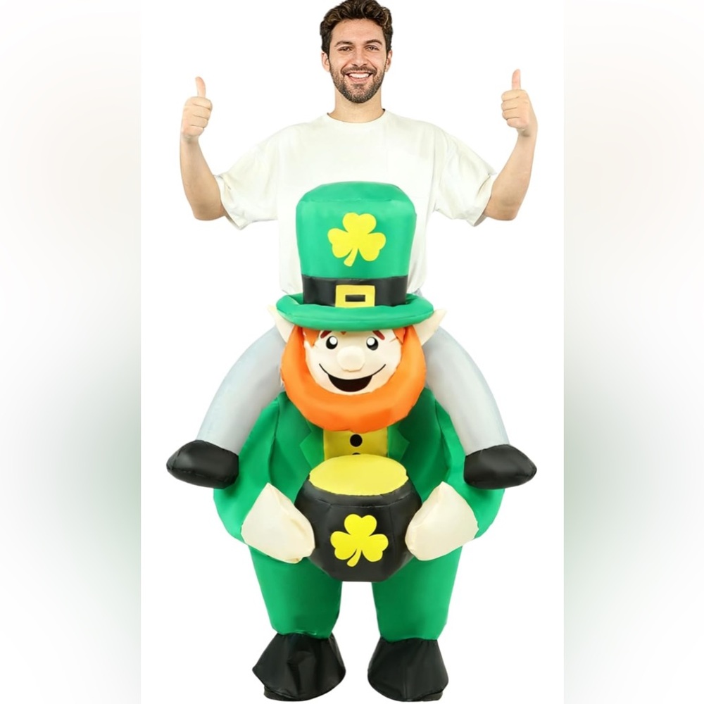 Inflatable Leprechaun Costume with Pot of Gold